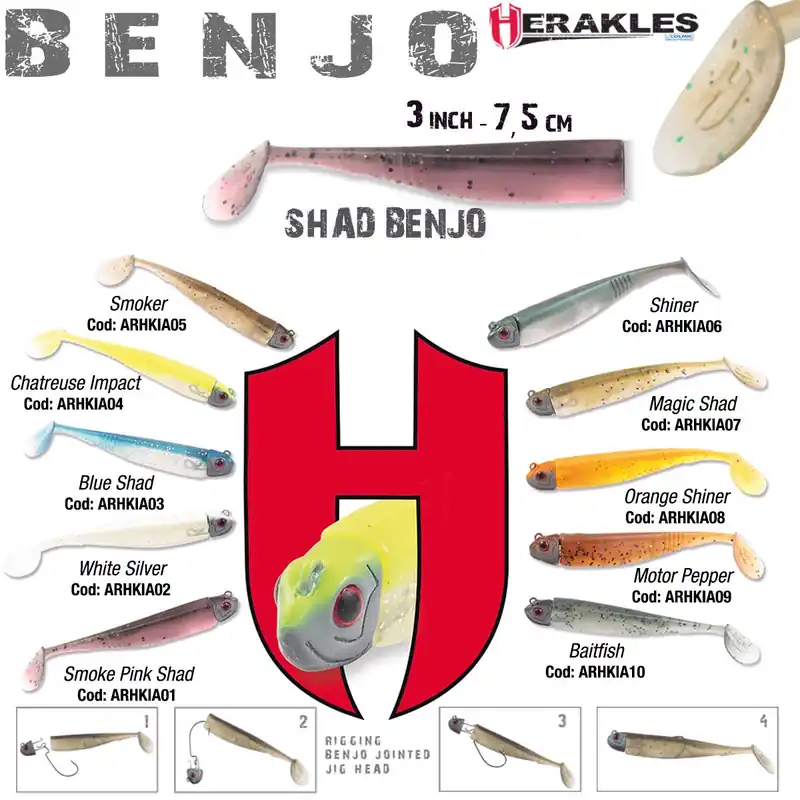 Herakles Benjo Shad 3" 7.5cm Smoke Pink Shad gumihal Speciale Aanbieding