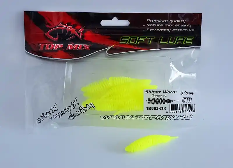 Hoge Kwaliteit Top Mix Shiner Worm Chartreuse 60 mm gumiféreg