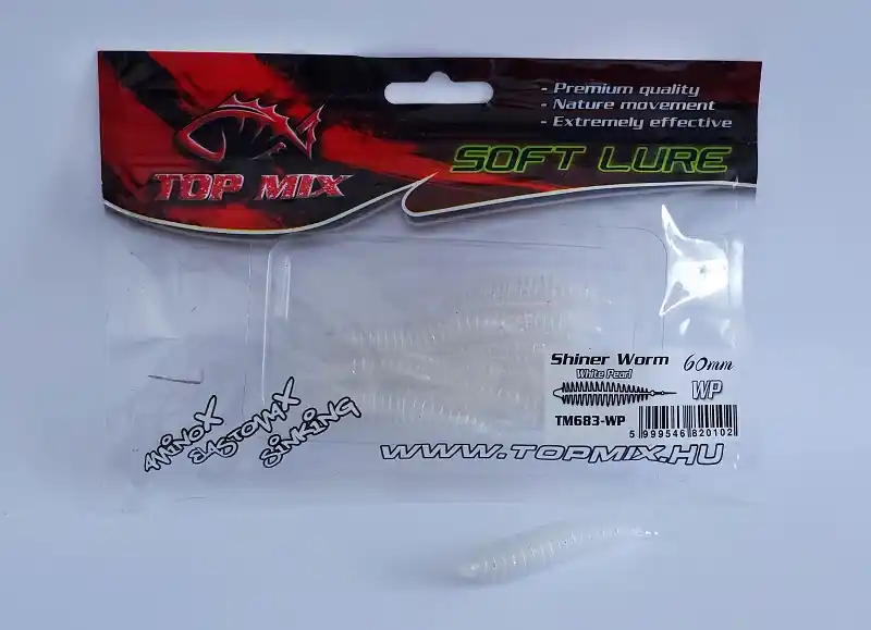 Top Mix Shiner Worm White Pearl 60 mm gumihal Koopje