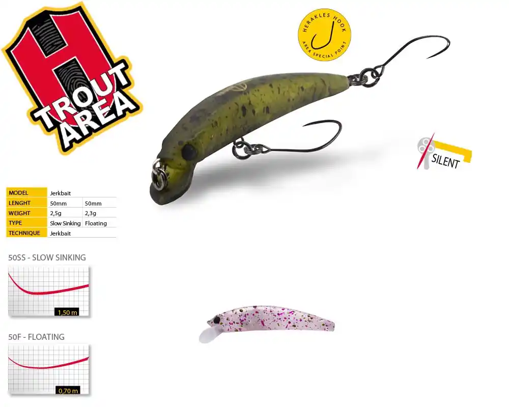 Herakles Teser 50Ss 5.0cm 2.5g Ghost Pg Pellet Glow jerkbait Tijdelijk Beschikbaar