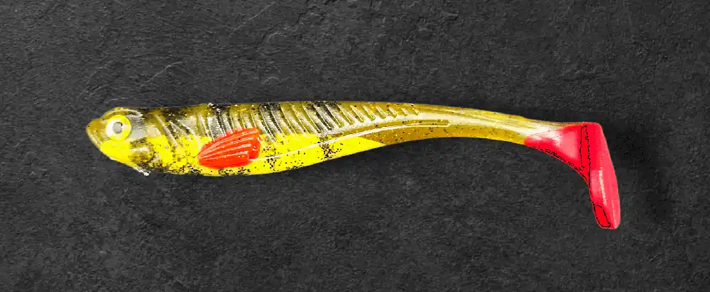 Gratis Retour Alpha Tackle Avci Glitter Perch olive / sárga / piros farokkal / 12cm