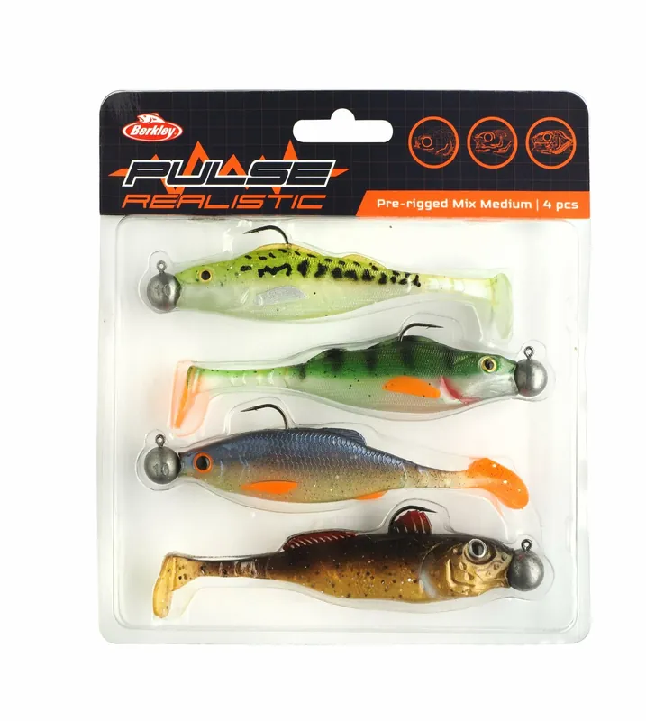 Berkley Pulse Realistic Prerigged Mix Mdium 4 Darab gumihal Snelle Levering