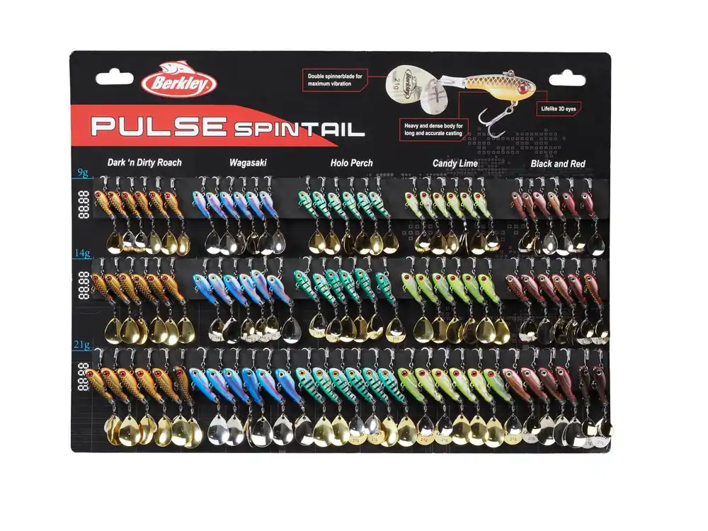 Berkley Pulse Spintail POS BOARD 90pcs Superprijs