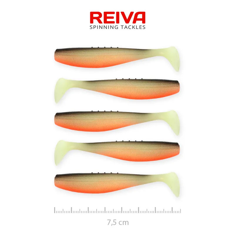 Tijdelijk Beschikbaar Reiva Flat Minnow shad 7,5cm 5db/cs (UV Roach)