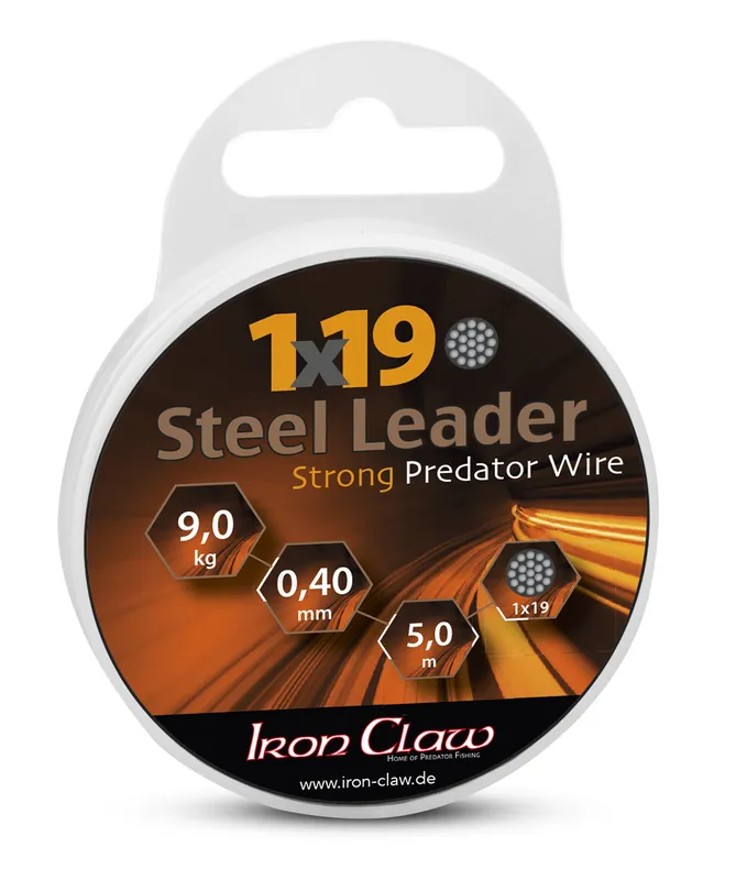 IRON CLAW 1x19 Steel Leader bevonatos acél előkezsinór / 0,60mm / 18kg / 5m Gratis Retour