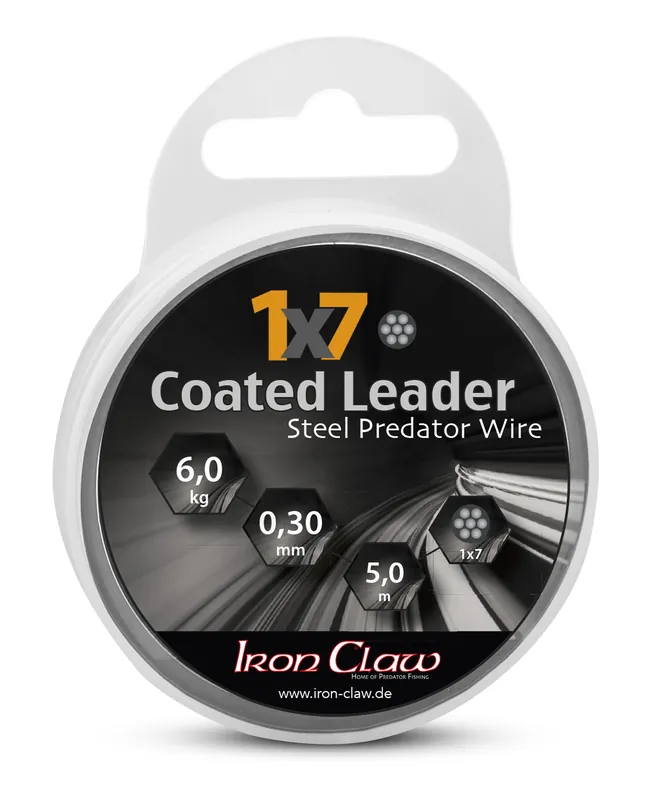 Lage Prijs IRON CLAW 1x7 Coated Leader black bevonatos acél előkezsinór / 0,39mm / 12kg / 5m