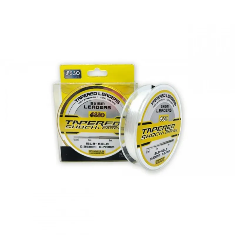 Goedkoop ASSO TAPERED LEADER 5X15M 0,20-0,57