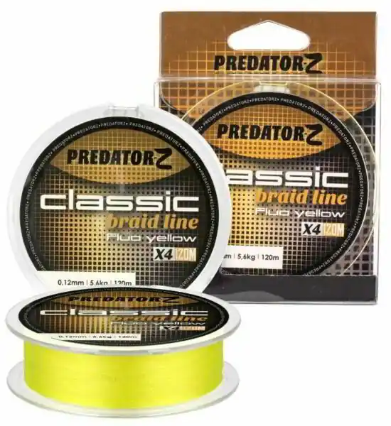 Fabrieksprijs PZ Classic fonott zsinór-fluo sárga, o 0,14 mm, 120 m, 8,1 kg, fluo sárga