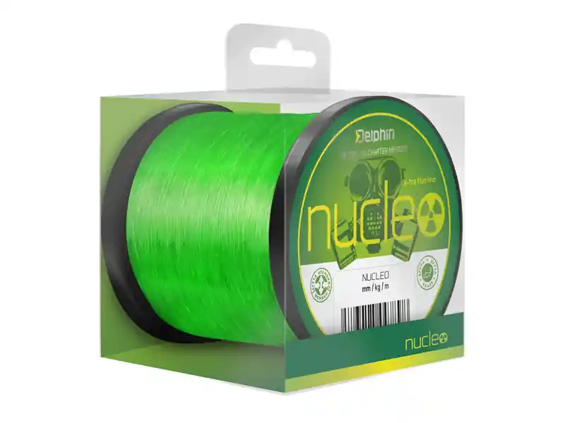 Gecertificeerd Delphin NUCLEO pontyozó horgászzsinór / fluo zöld (0,30mm 7,7kg 1200m)