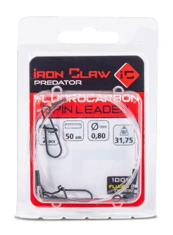 Bestel Nu IRON CLAW Fluorocarbon Spin Leader 0,70mm/50cm/23,80kg
