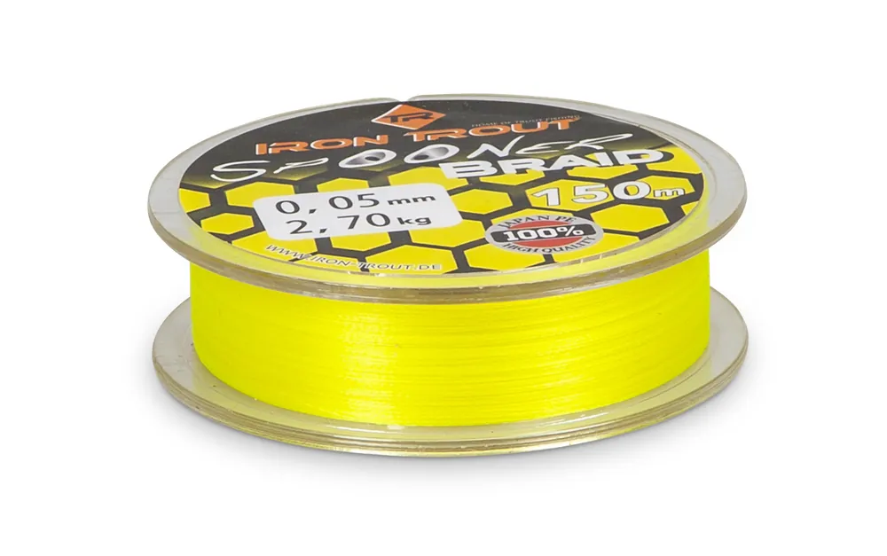 IRON TROUT fonott zsinór Yellow 0,05mm / 150m Fabrieksprijs
