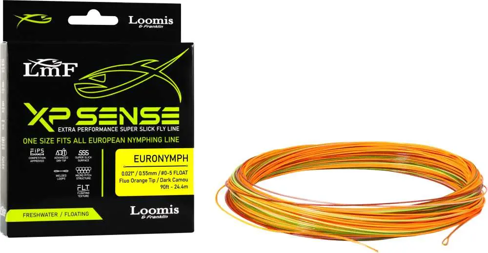 Loomis & Franklin XP Sense Fly Line Euro Nymph 0- 5 23,4+1m floating dark camou, legyező zsinór Snelle Levering