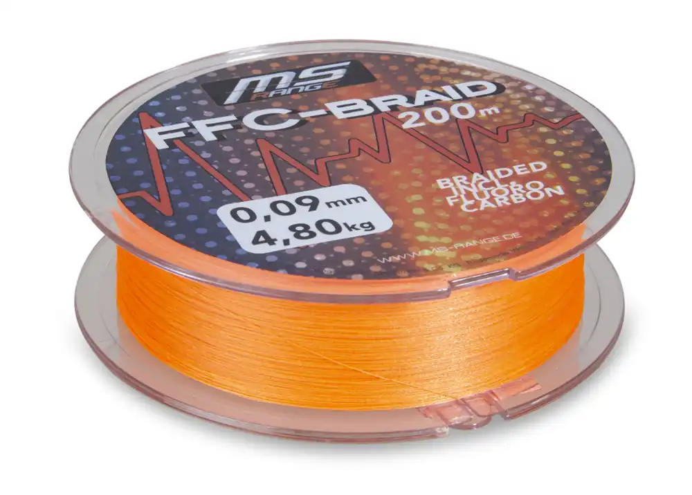 Korting MS RANGE FFC-Braid narancssárga fonott zsinór fluorocarbon szállal fonva / 0,09 mm / 200m / 4,8kg