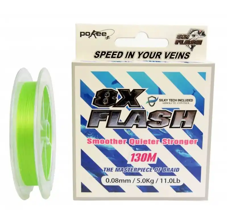 Pokee Flash Smart 8X 130m 0,18mm lime zöld fonott zsinór Meest Verkocht
