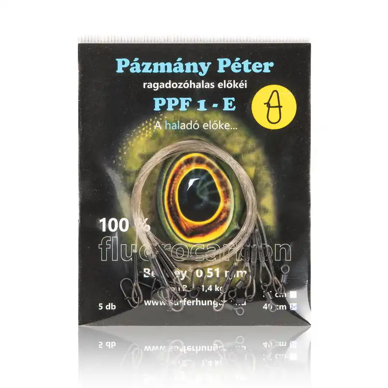 Laatste Versie Pázmány Péter Fluorocarbon előke 0,51mm 40cm tojás gyorskapocs