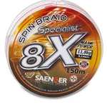 Saenger 8X fonott zsinór narancssárga 0,18mm / 150m / 15,9kg Snelle Levering