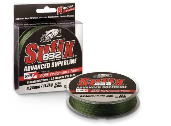 Sufix 832 BRAID L.VIS GREEN 250M 0,20mm 13,5kg Dagaanbieding