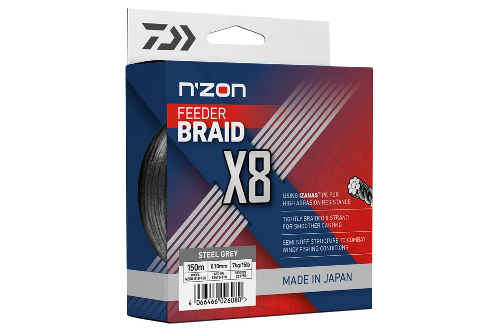Bestseller Daiwa N‘Zon X8 Braid steel grey, 0.10mm, 7.00kg, 150m