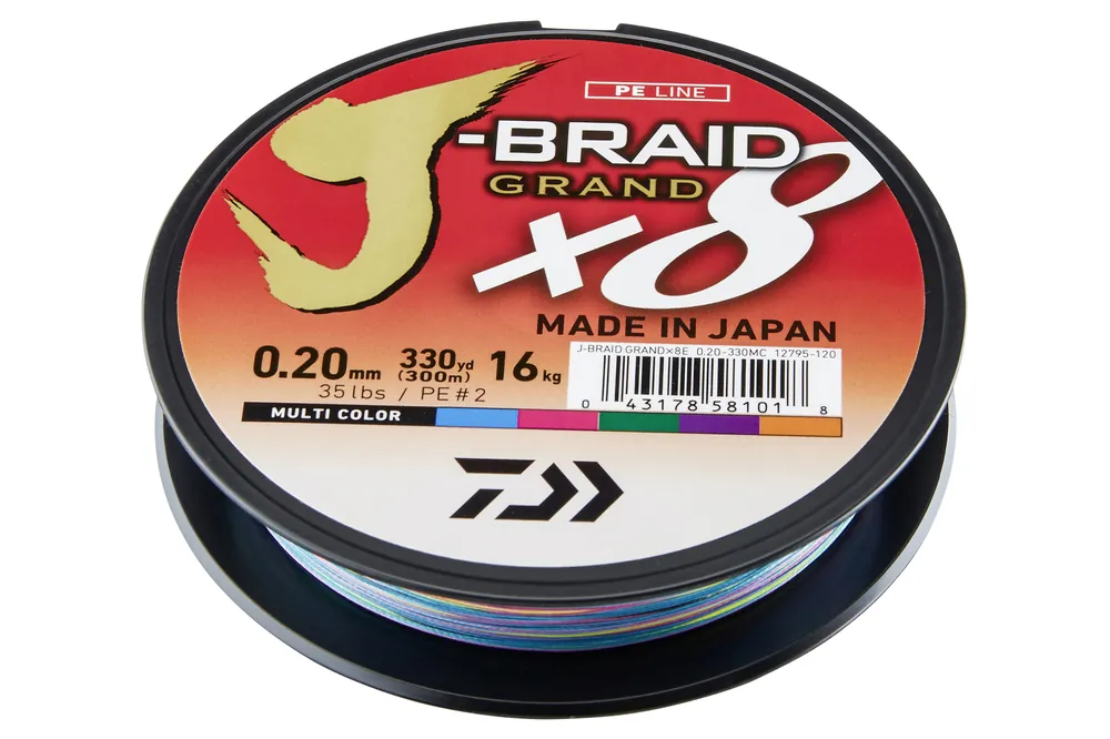 Beperkt Aanbod Daiwa J-Braid Grand X8 (multi-color, 0.20mm, 16.00kg, 1500m)
