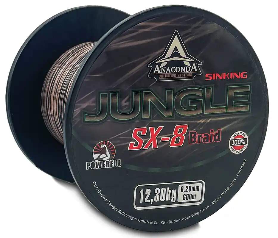 Direct Beschikbaar ANACONDA Jungle SX-8 Braid Sinking sűlyedő fonott zsinór / 0,28mm / 600m / 17,15kg