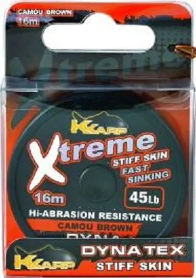 Gecertificeerd K-Karp Dyna Tex Xtreme Stiff 16m 45 lb camo barna előkezsinór