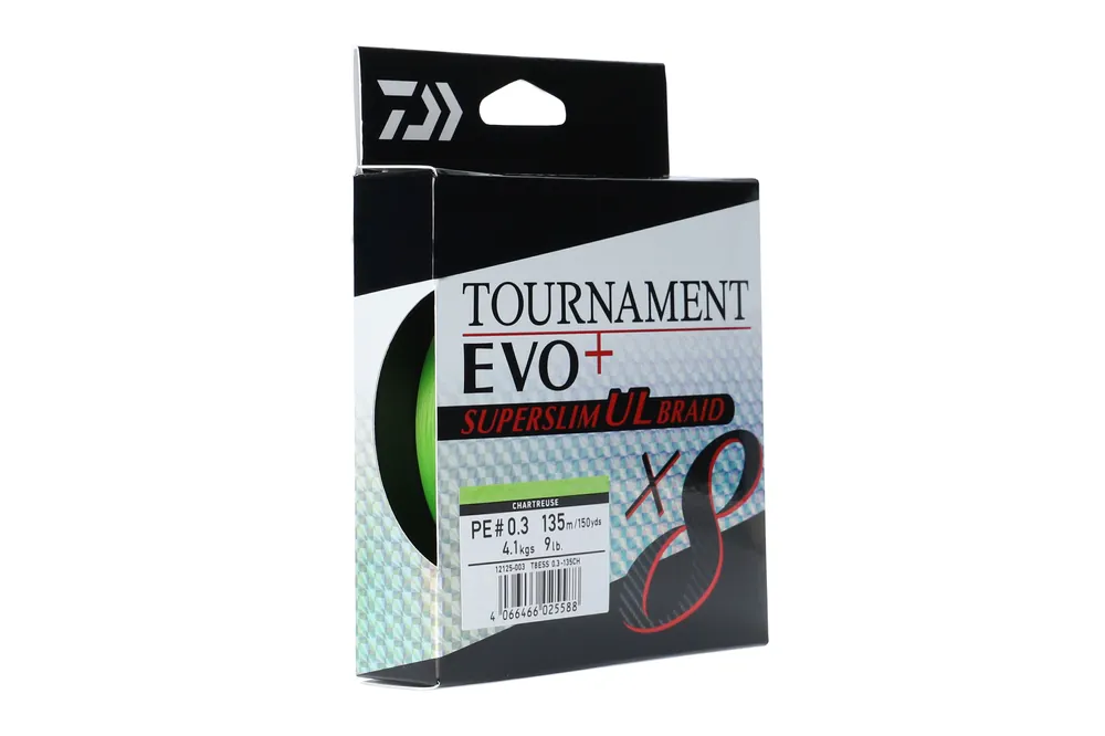 Daiwa Tournament X8 Braid EVO+ SUPERSLIM UL chartreuse, 5.40kg, 135m Veilige Betaling