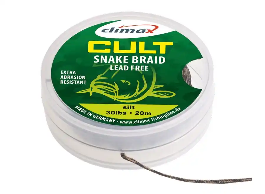 Climax Cult Carp Snake Braid Lead Free Leader 10m 40Lb Dark Silt Laatste Versie