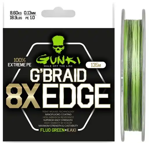 Gunki G Braid 8X Edge (Pe1,2) 135m 0,15mm 9,9kg Bestel Nu