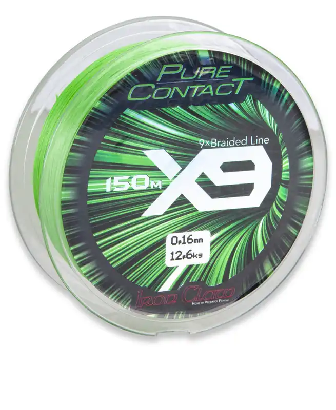 IRON CLAW Pure Contact X9 Green fonott zsinór / 0,24mm / 150m / 21,00kg Express Levering