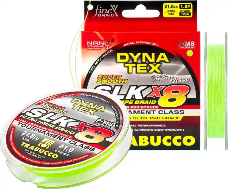 Trabucco Dyna-Tex Slk X8 SS 150m 0,205mm lime zöld fonott zsinór Laatste Versie
