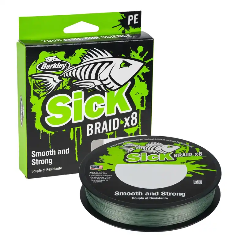 Berkley Sick Braid; 300m 330yd, 0,14mm, 16,5kg 36lb , Moss Green fonott pergető zsinór Direct Beschikbaar